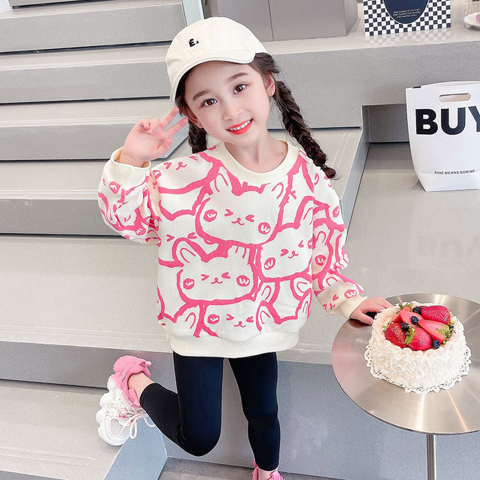 Wholesale Girls Long-sleeved Sweatshirts Bottoming Shirts New Cartoon Trendy Children's T-shirts Spring and Autumn Tops JDC-CTS-QNE008