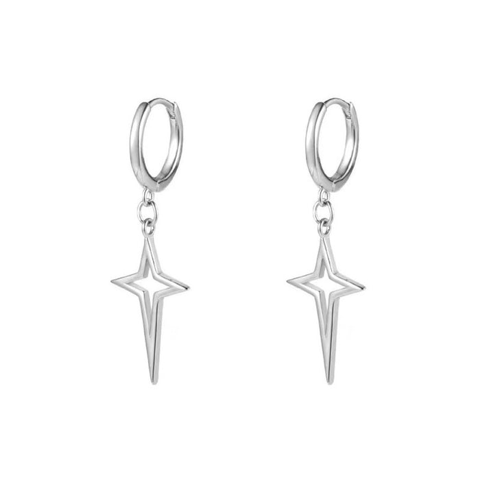 Wholesale  s925  Silver Hollow-out Cross Earrings Men and Women's Star Ear Buckle