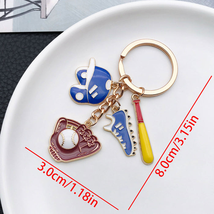 Wholesale Sporty baseball shoes glove metal keychain