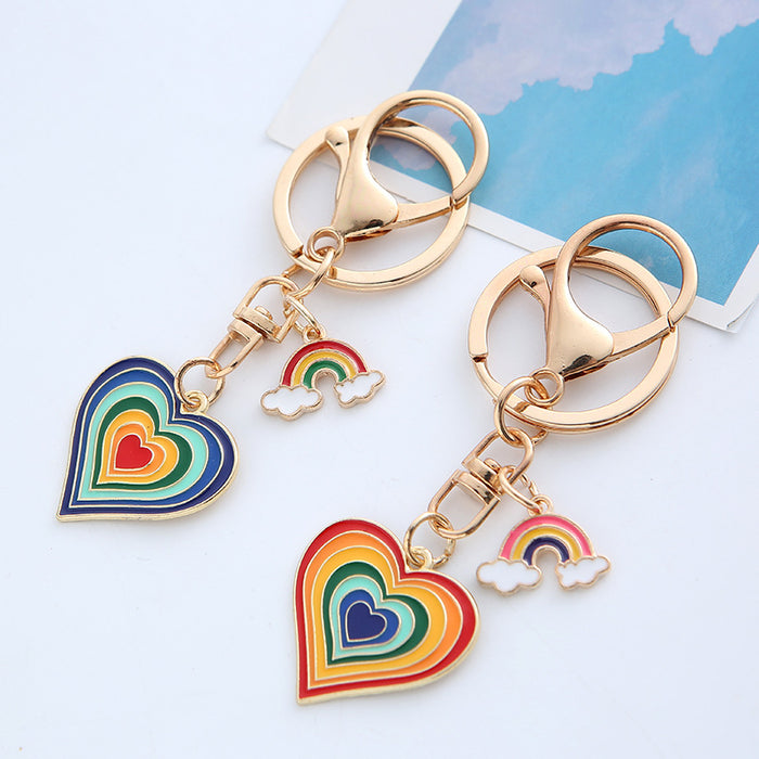 Wholesale Colorful Love Alloy Keychain JDC-KC-JRen004