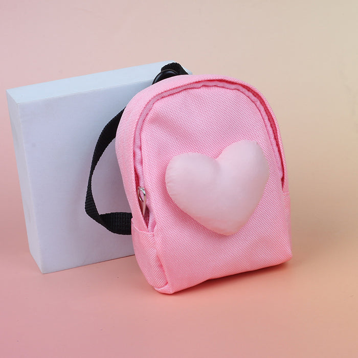 Wholesale Chic Love Heart Canvas Coin Purse Solid Pink Earphone Lipstick Bag Pendant