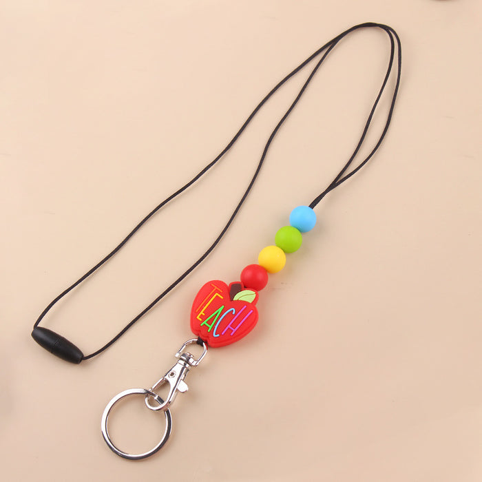 Wholesale Silicone Teacher's Day Lanyard Keychain JDC-KC-GuangTian023