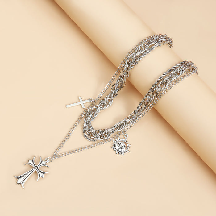 Wholesale cross trend multi-layer necklace