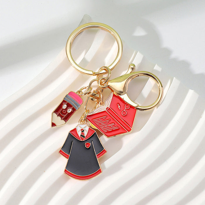 Wholesale Graduation Season College Uniform Book Badge Alloy Keychain JDC-KC-HuiWen013