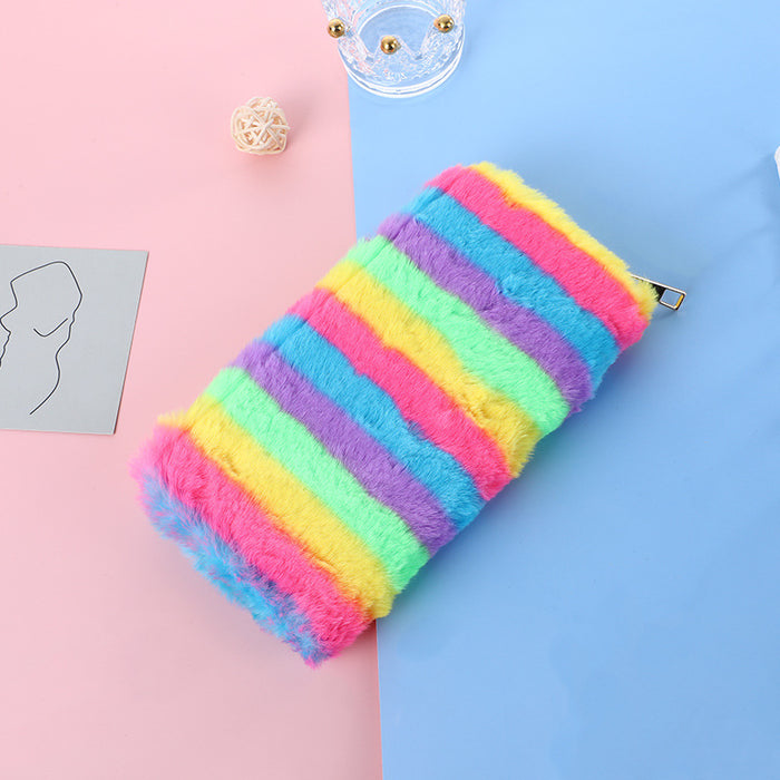 Wholesale Colorful Striped Plush Cute Wallet JDC-WT-HuHong003