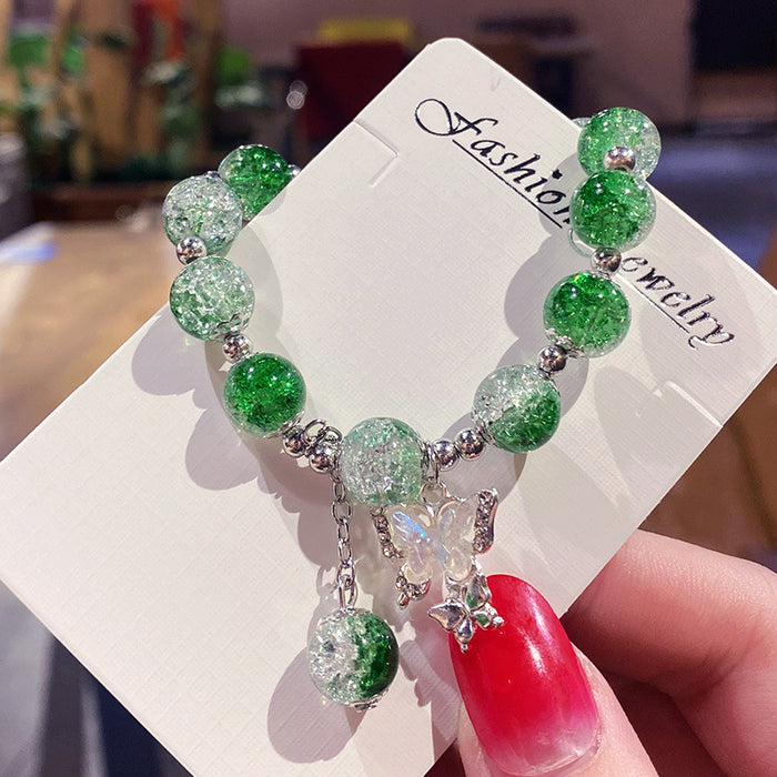 Wholesale Electroplated Glass Glaze Butterfly Ice Crack Bow Beaded Bracelet