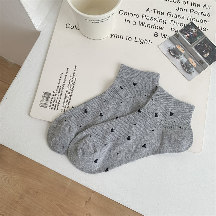 Wholesale Socks, thin, heart-shaped, breathable, sweat absorbing, cotton socks, versatile boat socks