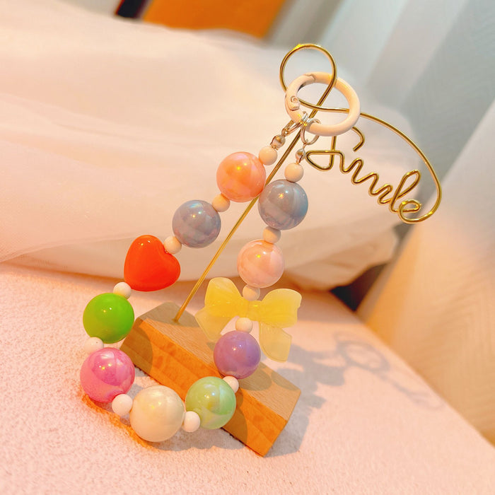 Flower Beaded Mobile Phone Chain Keychain Pendant Bag Decorative Hanging Ornaments