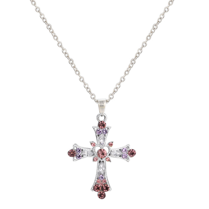 Wholesale Cross necklace with diamond inlay, collarbone chain design