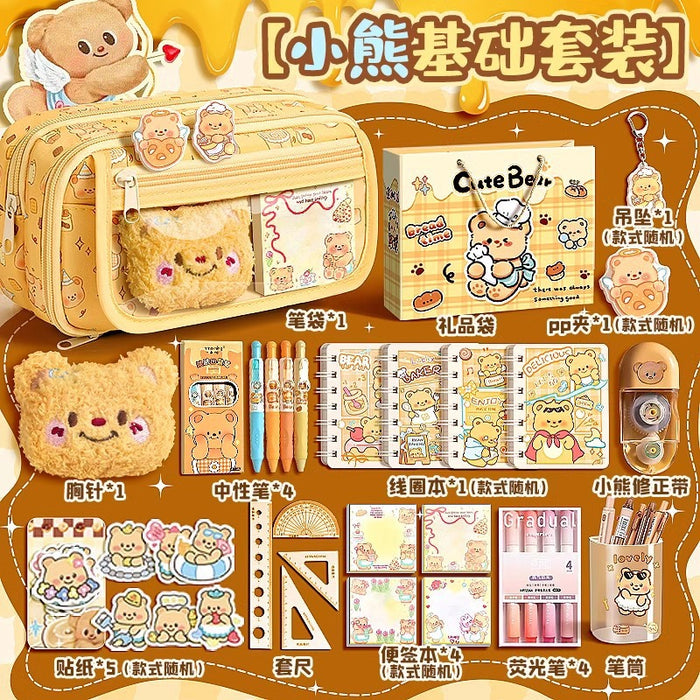 Wholesale Trendy Cute Pencil Case Large Capacity 9-Layer Flip with Butter Bear Design for Students stationery