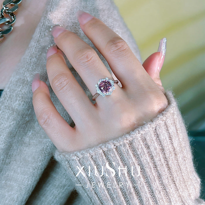 Wholesale Cutting ring, light luxury, versatile, inlaid with high carbon diamonds, elegant, high-end, niche design, simple ring