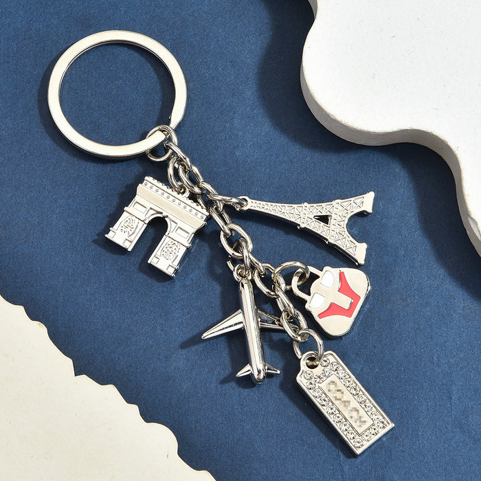 Wholesale Trendy Multi Pendant Aluminum Alloy Keychain Beach Vacation Cute Cartoon Theme Bag Charm