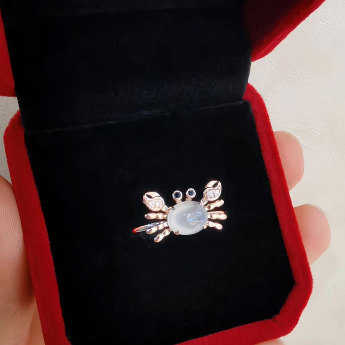 Wholesale Moonstone Crab Ring Women's Diamond Small Crab Finger Ring