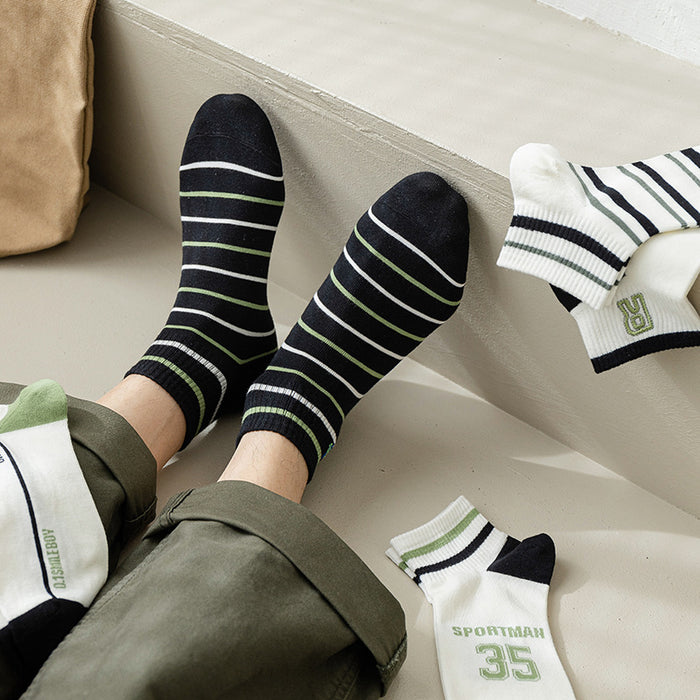 Wholesale Socks, thin boat socks, striped casual sports, low cut embroidery
