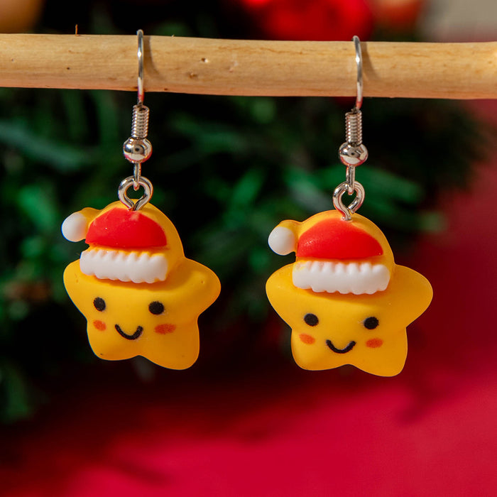 Wholesale Resin Christmas Earrings Santa Reindeer Snowman Cute Sweet Ear Studs Jewelry MOQ≥2