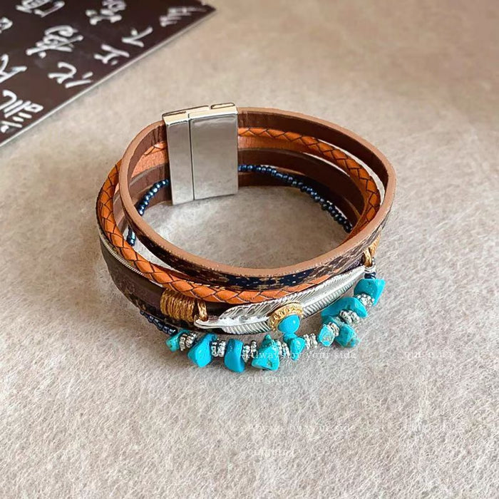 Wholesale Multi-Layer Feather Bracelet Ethnic Retro Bracelet Maillard Antique Bracelet