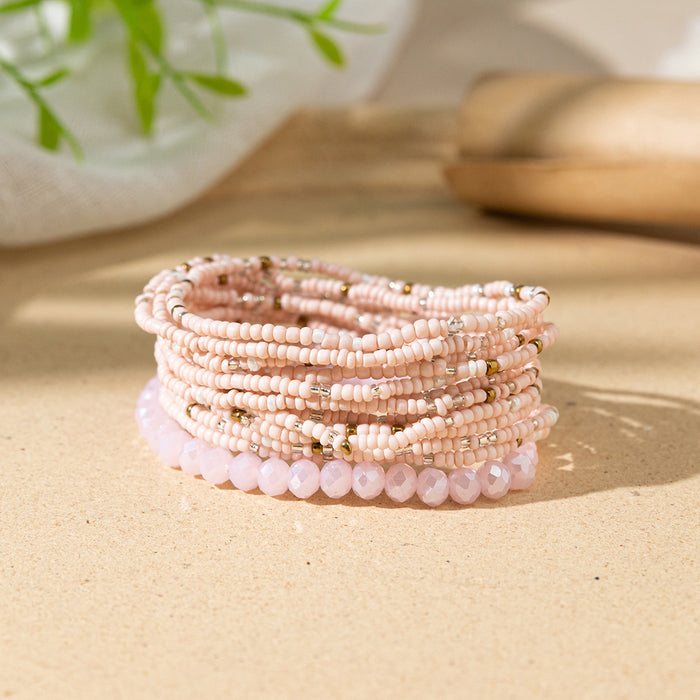 Wholesale Colored rice bead bracelet female multi-layer stacked elastic bracelet