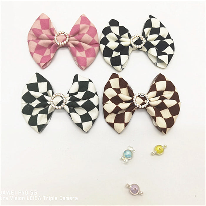 Wholesale Fabric Black and White Plaid Bow Clogs Accessories JDC-SC-JinHao007