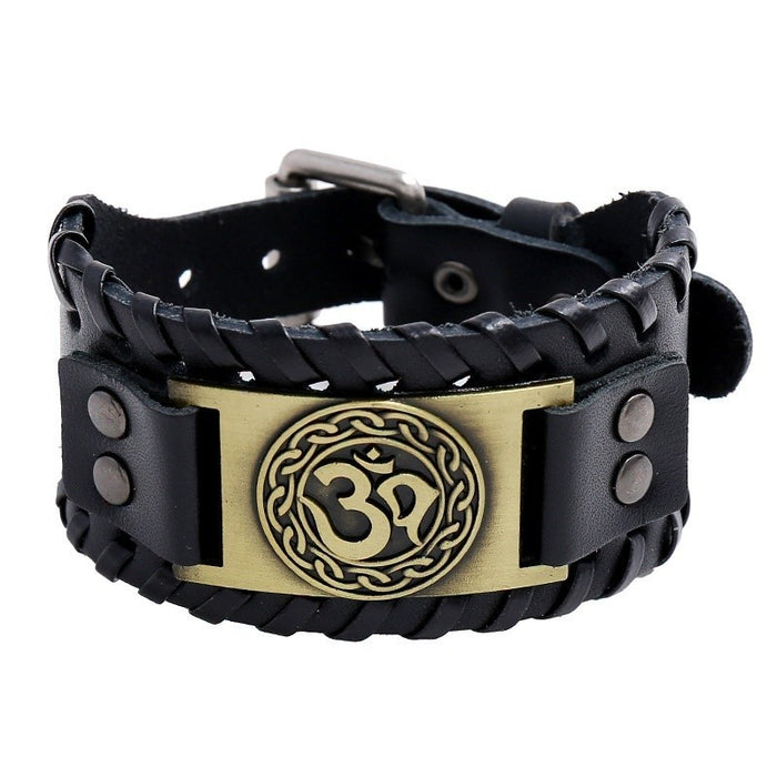 Wholesale Multi-layer Leather Wolf Head Men's Bracelet JDC-BT-FengH002