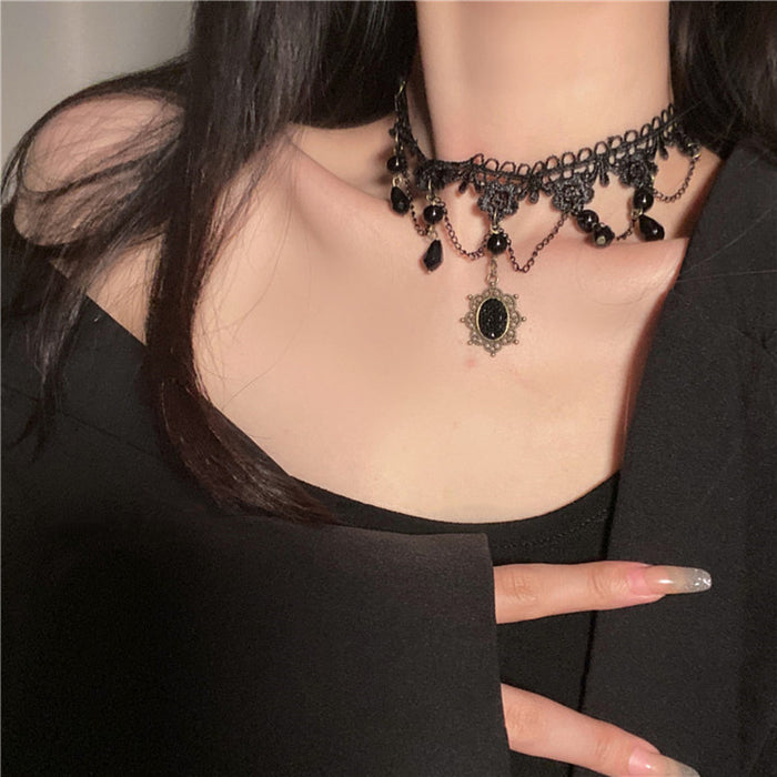 Wholesale Lace lace tassel pendant necklace versatile and simple temperament necklace