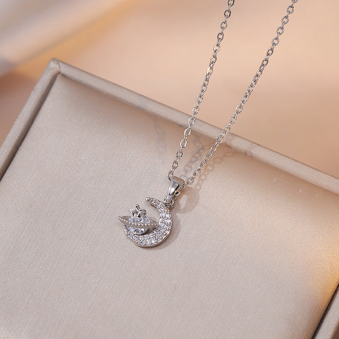 Wholesale Necklace zircon geometry niche fashion new design pendant temperament titanium steel necklace