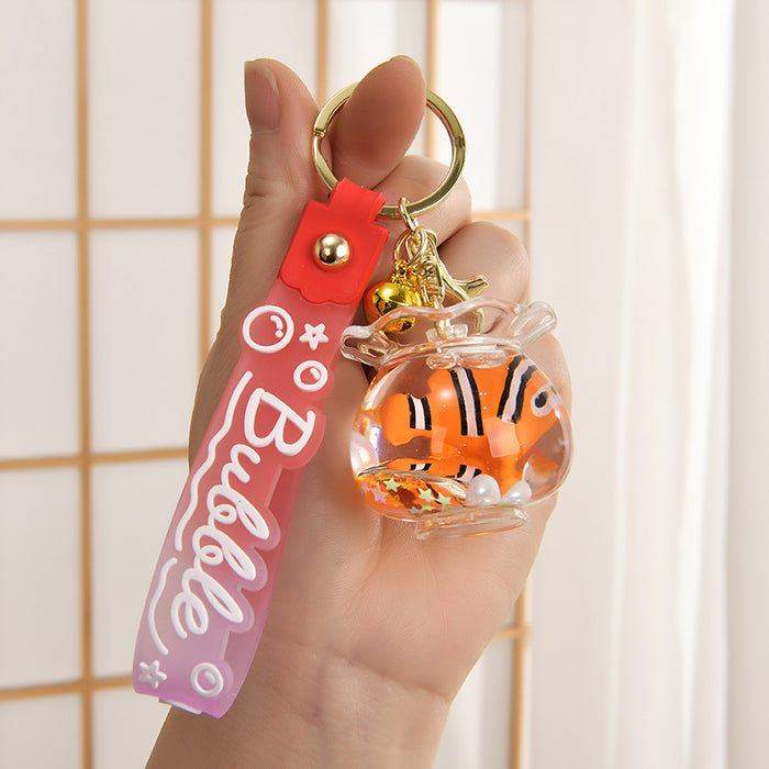 Wholesale Oil-Filled Bottle Aquarium Marine Animal Keychain
