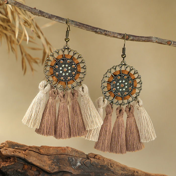 Wholesale Zinc Alloy Bohemian Tassel Earrings - Trendy Fashion Jewelry