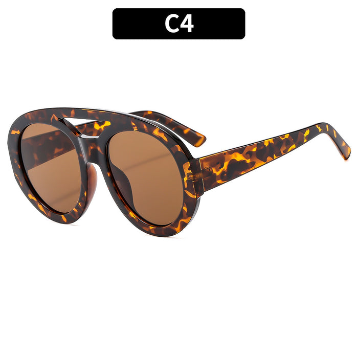 Wholesale Retro Double Bridge Large Round Frame PC Sunglasses JDC-SG-XIa086