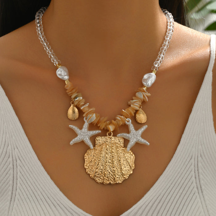 Wholesale Shell Necklace Women's Summer Seaside Fashion Round Bead  Clavicle Chain