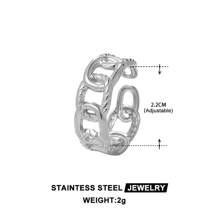 Wholesale Popular stainless steel leaf ring, personalized minimalist style, high-end light luxury, adjustable opening titanium steel ring