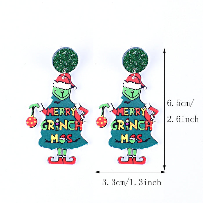 Wholesale New Christmas earrings green fur strange    Christmas tree snowflake elk gingerbread man