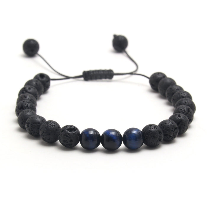 Wholesale Natural Stone Volcanic Stone Adjustable Braided Bracelet Men's Bracelet JDC-BT-HongM007