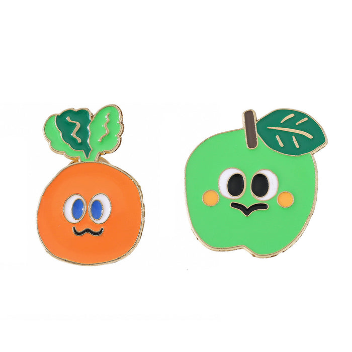 Wholesale Cute Q Version Fruit Enamel Pins Brooches Set Cartoon Radish And Badge For Clothing Decor Bag Charm Gift
