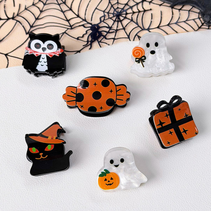 Wholesale Stylish  Hair Clips With Ghost Owl Pumpkin Black Cat Candy Designs Fabric Hair Accessory For Party And Gift Resale