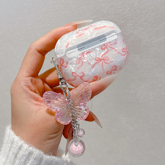 Wholesale Shell pink bow-shaped wireless Bluetooth earphone protective cases