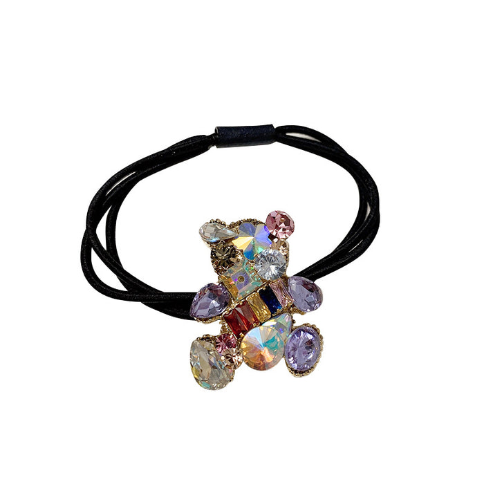 Wholesale Crystal Bear Black Hair Tie JDC-HS-DH009