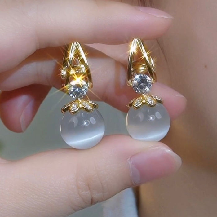 Wholesale  Diamond-encrusted Red Pearl Earrings Autumn and Winter  Atmospheric  Earrings Earrings