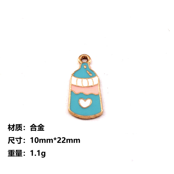 Wholesale 10pcs baby clothes baby bottle feet basketball alloy oil earrings pendant key chain pendant jewelry accessories