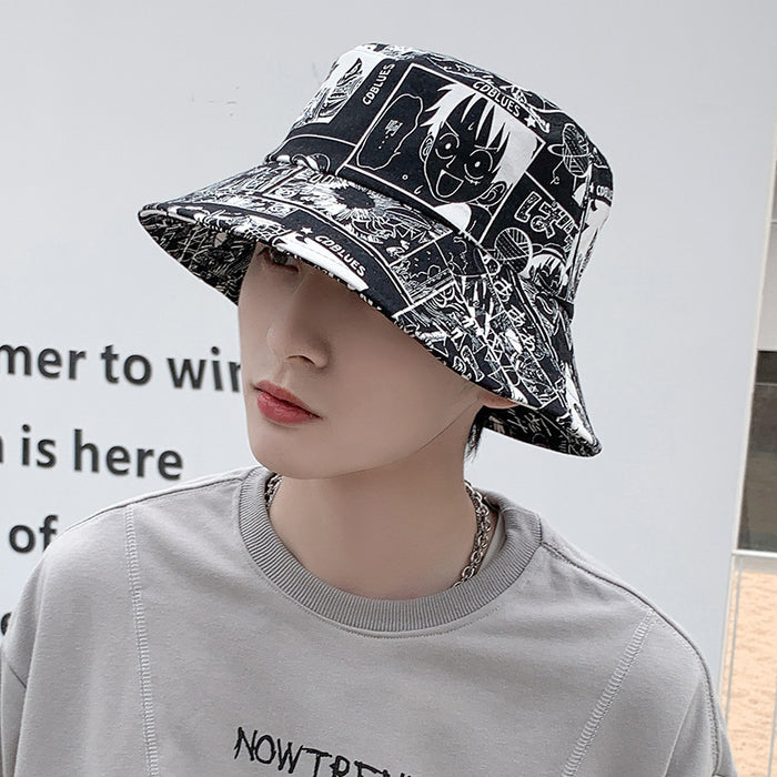 Wholesale Summer Hat Anime Printed Fisherman Hat Men's and Women's Travel Casual Basin Hat Sunscreen Sunshade Hat