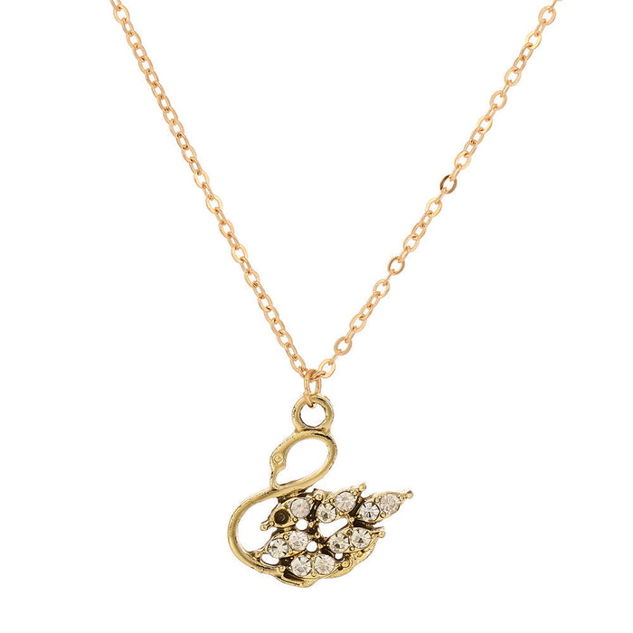 Wholesale Rhinestone-encrusted swan alloy necklace