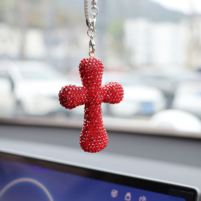 Wholesale Simple Black Rhinestone Cross Car Hanging Ornament Interior Decoration Gift