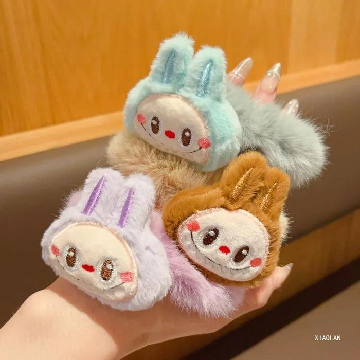 Wholesale Cute cartoon plush hair ties in various colors.