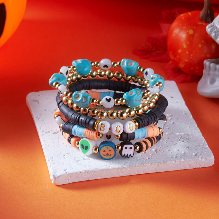 Wholesale  bracelet ghost pumpkin skull letter pendant beaded bracelet festive party multi-layer bracelet