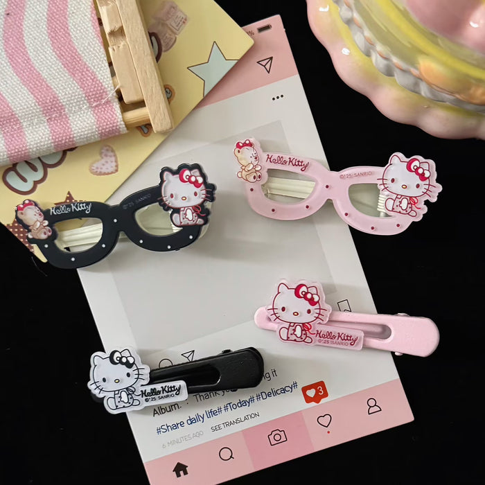 Wholesale Sweet Pink Glasses Cat Hairpin Sweet Cool Style Girl' s Heart Cute Side Duckbill Clip Hairpin Hair Accessories Clip