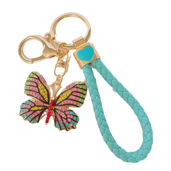 Wholesale Rhinestone Painted Colorful Butterfly Zinc Alloy Keychain JDC-KC-ZhanLun007