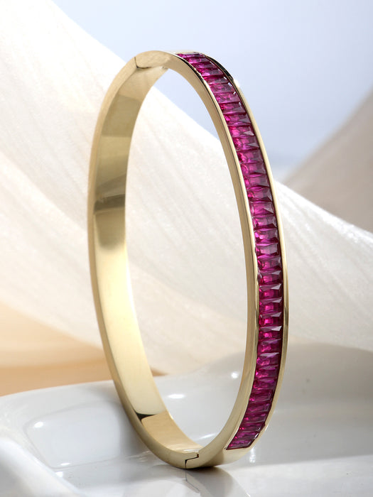 Wholesale Stainless steel bracelet with half-circle full diamond clasp