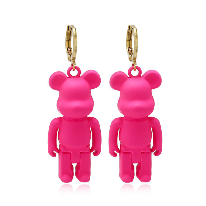 Wholesale Earrings Leather Color Bear Pendant (F) JDC-ES-ZL010