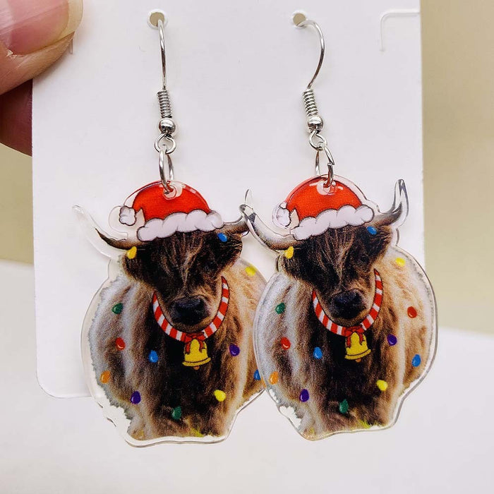 Wholesale Christmas creative acrylic earrings personalized colorful elk earrings
