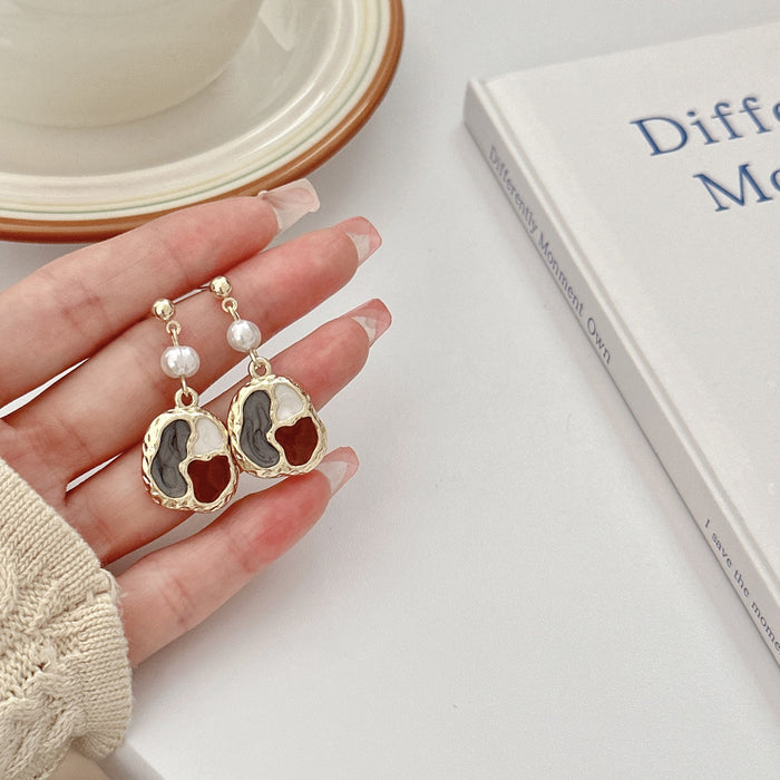 Wholesale Oil Painting Retro Irregular Color Block Baroque Pearl Earrings Women's  Ear Clip