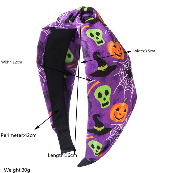 Wholesale  Cloth Hair Headband With Pumpkin Skull Print Party Hair Accessory For Festival Stylish Gift Boutique Resale